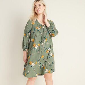 Plus-Size Pintuck Button-Front Swing Dress - Old Navy - Size